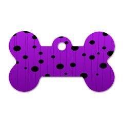 Two Tone Purple With Black Strings And Ovals, Dots  Geometric Pattern Dog Tag Bone (one Side) by Casemiro