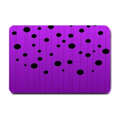 Two Tone Purple With Black Strings And Ovals, Dots  Geometric Pattern Small Doormat  by Casemiro