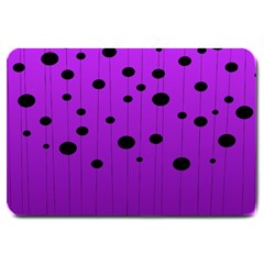 Two Tone Purple With Black Strings And Ovals, Dots  Geometric Pattern Large Doormat  by Casemiro