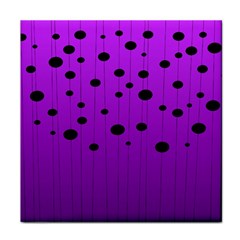 Two Tone Purple With Black Strings And Ovals, Dots  Geometric Pattern Face Towel by Casemiro