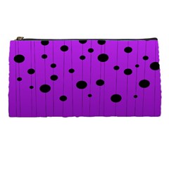 Two Tone Purple With Black Strings And Ovals, Dots  Geometric Pattern Pencil Case by Casemiro