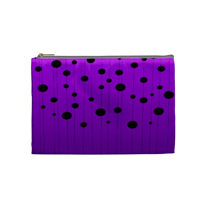 Two tone purple with black strings and ovals, dots. Geometric pattern Cosmetic Bag (Medium)