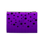 Two tone purple with black strings and ovals, dots. Geometric pattern Cosmetic Bag (Medium) Back