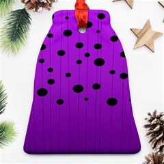 Two Tone Purple With Black Strings And Ovals, Dots  Geometric Pattern Bell Ornament (two Sides) by Casemiro