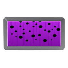 Two Tone Purple With Black Strings And Ovals, Dots  Geometric Pattern Memory Card Reader (mini) by Casemiro