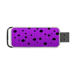 Two Tone Purple With Black Strings And Ovals, Dots  Geometric Pattern Portable Usb Flash (two Sides) by Casemiro