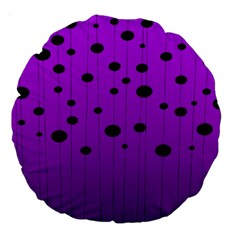 Two Tone Purple With Black Strings And Ovals, Dots  Geometric Pattern Large 18  Premium Round Cushions by Casemiro