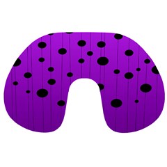 Two Tone Purple With Black Strings And Ovals, Dots  Geometric Pattern Travel Neck Pillow by Casemiro