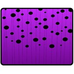 Two tone purple with black strings and ovals, dots. Geometric pattern Double Sided Fleece Blanket (Medium)  58.8 x47.4  Blanket Back