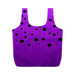 Two Tone Purple With Black Strings And Ovals, Dots  Geometric Pattern Full Print Recycle Bag (m) by Casemiro