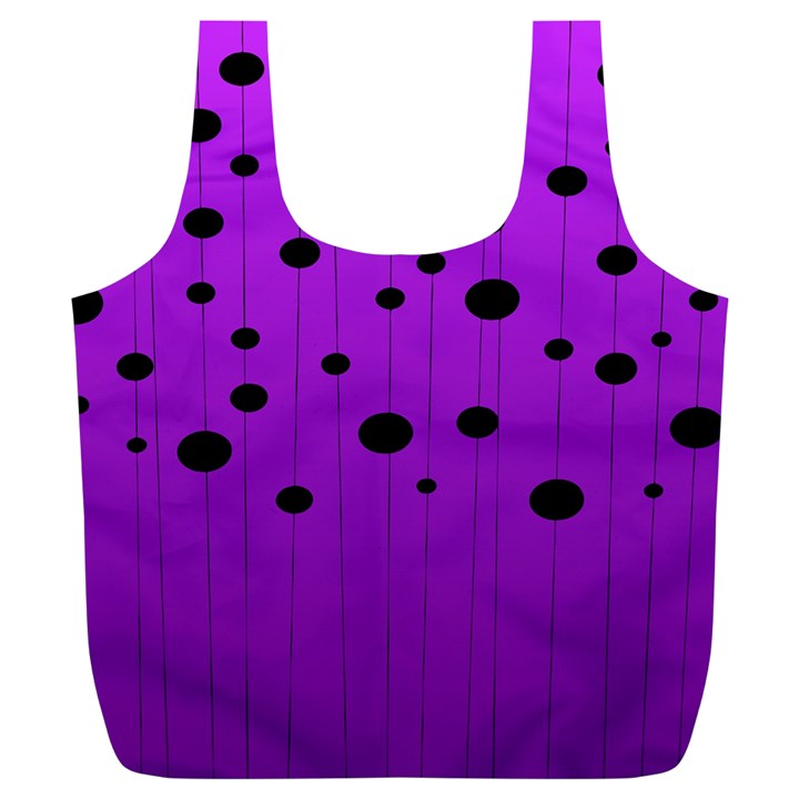 Two tone purple with black strings and ovals, dots. Geometric pattern Full Print Recycle Bag (XL)