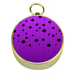 Two Tone Purple With Black Strings And Ovals, Dots  Geometric Pattern Gold Compasses by Casemiro