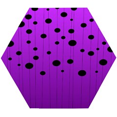 Two Tone Purple With Black Strings And Ovals, Dots  Geometric Pattern Wooden Puzzle Hexagon by Casemiro