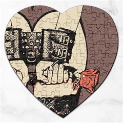 Flowers For The Submissive - Kinky Artwork, Naughty Illustration Jigsaw Puzzle (heart) by Casemiro