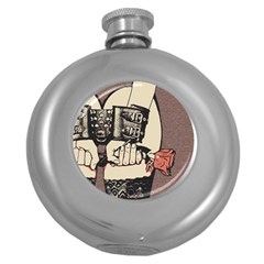 Flowers For The Submissive - Kinky Artwork, Naughty Illustration Round Hip Flask (5 Oz) by Casemiro