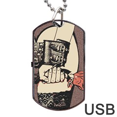 Flowers For The Submissive - Kinky Artwork, Naughty Illustration Dog Tag Usb Flash (one Side) by Casemiro