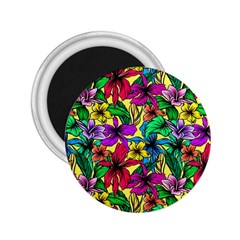 Hibiscus Flowers Pattern, Floral Theme, Rainbow Colors, Colorful Palette 2 25  Magnets by Casemiro