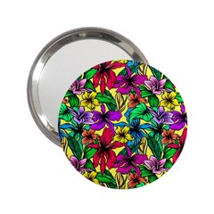 Hibiscus Flowers Pattern, Floral Theme, Rainbow Colors, Colorful Palette 2 25  Handbag Mirrors by Casemiro