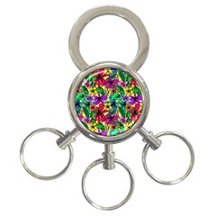 Hibiscus Flowers Pattern, Floral Theme, Rainbow Colors, Colorful Palette 3-ring Key Chain by Casemiro