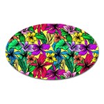 Hibiscus flowers pattern, floral theme, rainbow colors, colorful palette Oval Magnet Front