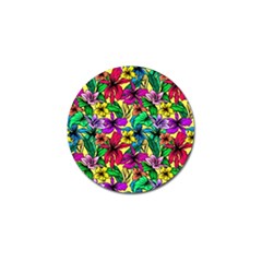 Hibiscus Flowers Pattern, Floral Theme, Rainbow Colors, Colorful Palette Golf Ball Marker by Casemiro