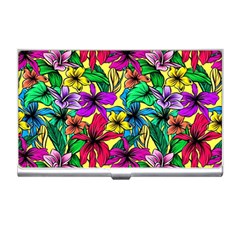 Hibiscus Flowers Pattern, Floral Theme, Rainbow Colors, Colorful Palette Business Card Holder by Casemiro