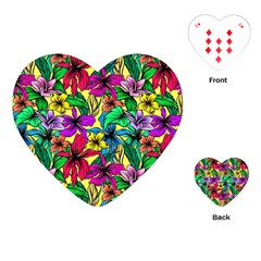 Hibiscus Flowers Pattern, Floral Theme, Rainbow Colors, Colorful Palette Playing Cards Single Design (heart) by Casemiro