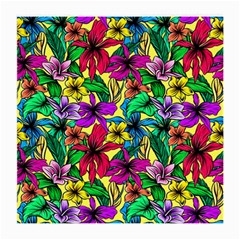 Hibiscus Flowers Pattern, Floral Theme, Rainbow Colors, Colorful Palette Medium Glasses Cloth by Casemiro