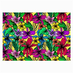 Hibiscus Flowers Pattern, Floral Theme, Rainbow Colors, Colorful Palette Large Glasses Cloth (2 Sides) by Casemiro