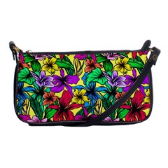 Hibiscus Flowers Pattern, Floral Theme, Rainbow Colors, Colorful Palette Shoulder Clutch Bag by Casemiro