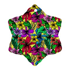 Hibiscus Flowers Pattern, Floral Theme, Rainbow Colors, Colorful Palette Ornament (snowflake)