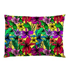 Hibiscus Flowers Pattern, Floral Theme, Rainbow Colors, Colorful Palette Pillow Case (two Sides) by Casemiro