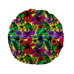 Hibiscus Flowers Pattern, Floral Theme, Rainbow Colors, Colorful Palette Standard 15  Premium Round Cushions by Casemiro