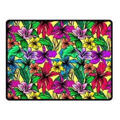 Hibiscus Flowers Pattern, Floral Theme, Rainbow Colors, Colorful Palette Double Sided Fleece Blanket (small)  by Casemiro