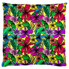 Hibiscus Flowers Pattern, Floral Theme, Rainbow Colors, Colorful Palette Large Flano Cushion Case (one Side) by Casemiro