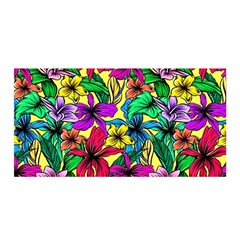 Hibiscus Flowers Pattern, Floral Theme, Rainbow Colors, Colorful Palette Satin Wrap by Casemiro