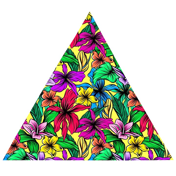 Hibiscus flowers pattern, floral theme, rainbow colors, colorful palette Wooden Puzzle Triangle