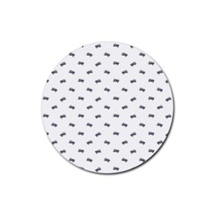 Vintage Car Motif Prin Pattern 2001 Rubber Round Coaster (4 Pack) 