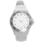 Vintage Car Motif Prin Pattern 2001 Round Plastic Sport Watch (L) Front