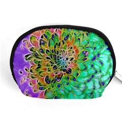 Peacock Chrysanthemum Accessory Pouch (medium) by bloomingvinedesign