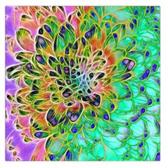 Peacock Chrysanthemum Large Satin Scarf (square) by bloomingvinedesign