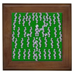 Cherry-blossoms Branch Decorative On A Field Of Fern Framed Tile by pepitasart