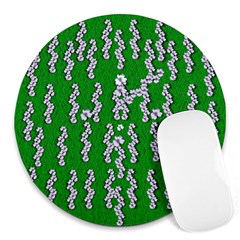 Cherry-blossoms Branch Decorative On A Field Of Fern Round Mousepads by pepitasart