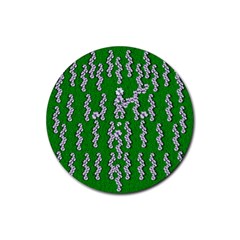 Cherry-blossoms Branch Decorative On A Field Of Fern Rubber Round Coaster (4 Pack)  by pepitasart