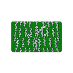 Cherry-blossoms Branch Decorative On A Field Of Fern Magnet (name Card) by pepitasart