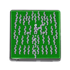 Cherry-blossoms Branch Decorative On A Field Of Fern Memory Card Reader (square 5 Slot) by pepitasart