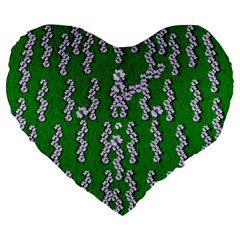 Cherry-blossoms Branch Decorative On A Field Of Fern Large 19  Premium Heart Shape Cushions by pepitasart