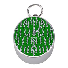 Cherry-blossoms Branch Decorative On A Field Of Fern Mini Silver Compasses by pepitasart