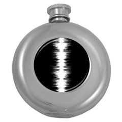 Black And White Noise, Sound Equalizer Pattern Round Hip Flask (5 Oz) by Casemiro