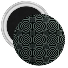 Geometric Pattern, Army Green And Black Lines, Regular Theme 3  Magnets by Casemiro